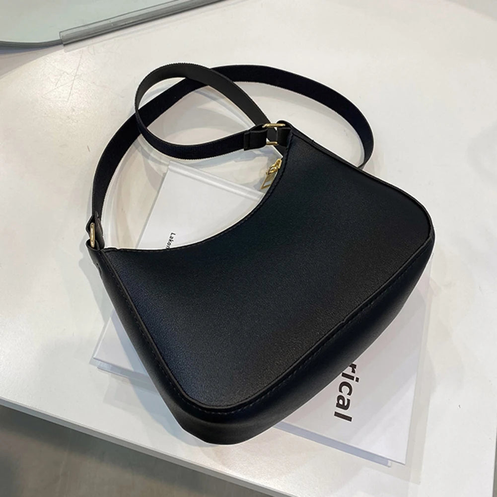 Women's Retro PU Leather Shoulder Bag - Solid Color Hobo Underarm Purse for Casual Style