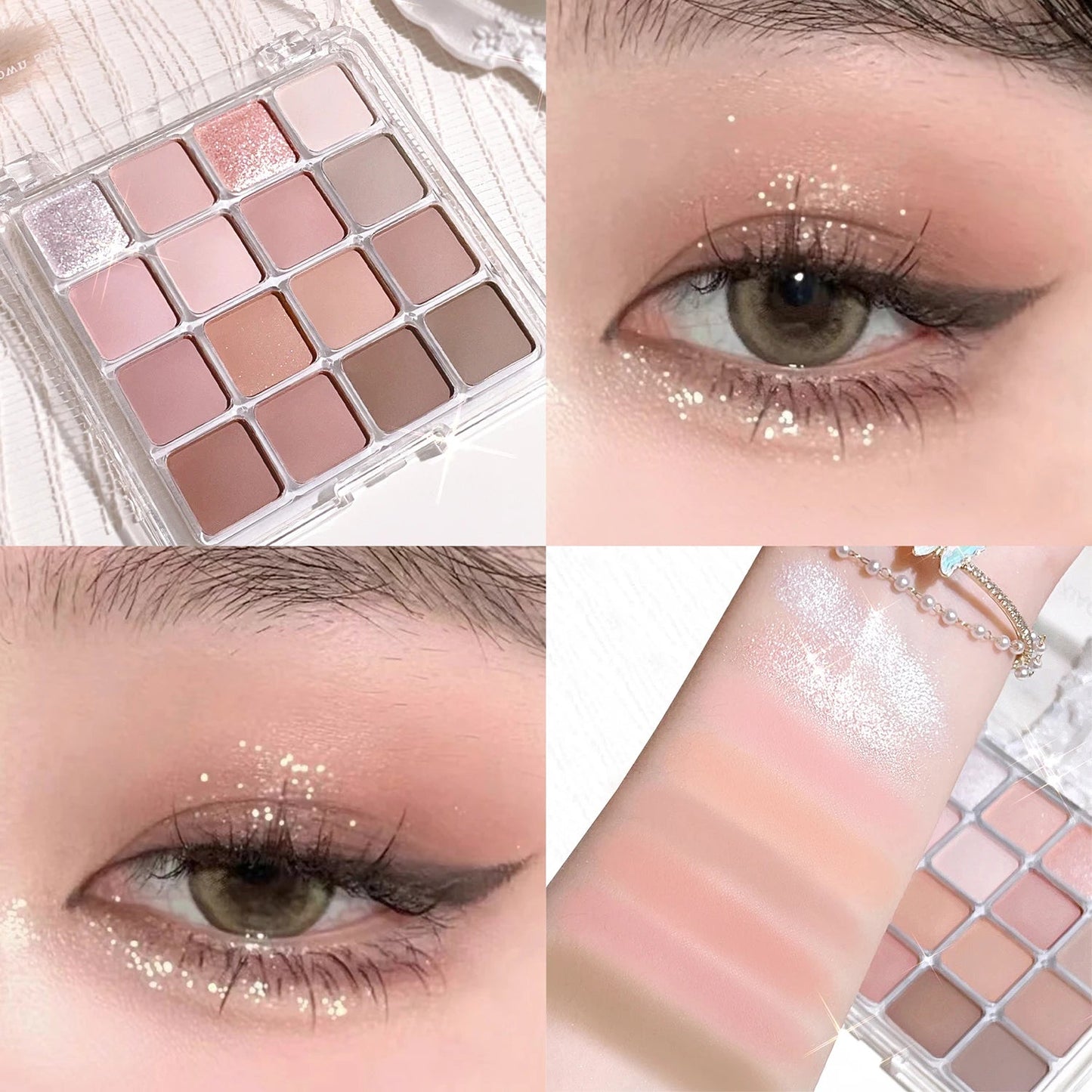 16-Color Sunset Magic Eyeshadow Palette - Pearl & Matte Earth Tones