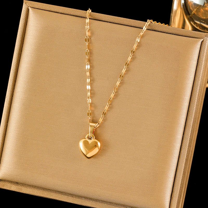 EILIECK 316L Stainless Steel Heart Jewelry Set - 18K Gold Plated & Waterproof