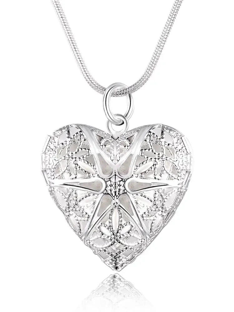 925 Sterling Silver Photo Frame Pendant Necklace – Adjustable 18-24" Snake Chain Wedding Jewelry