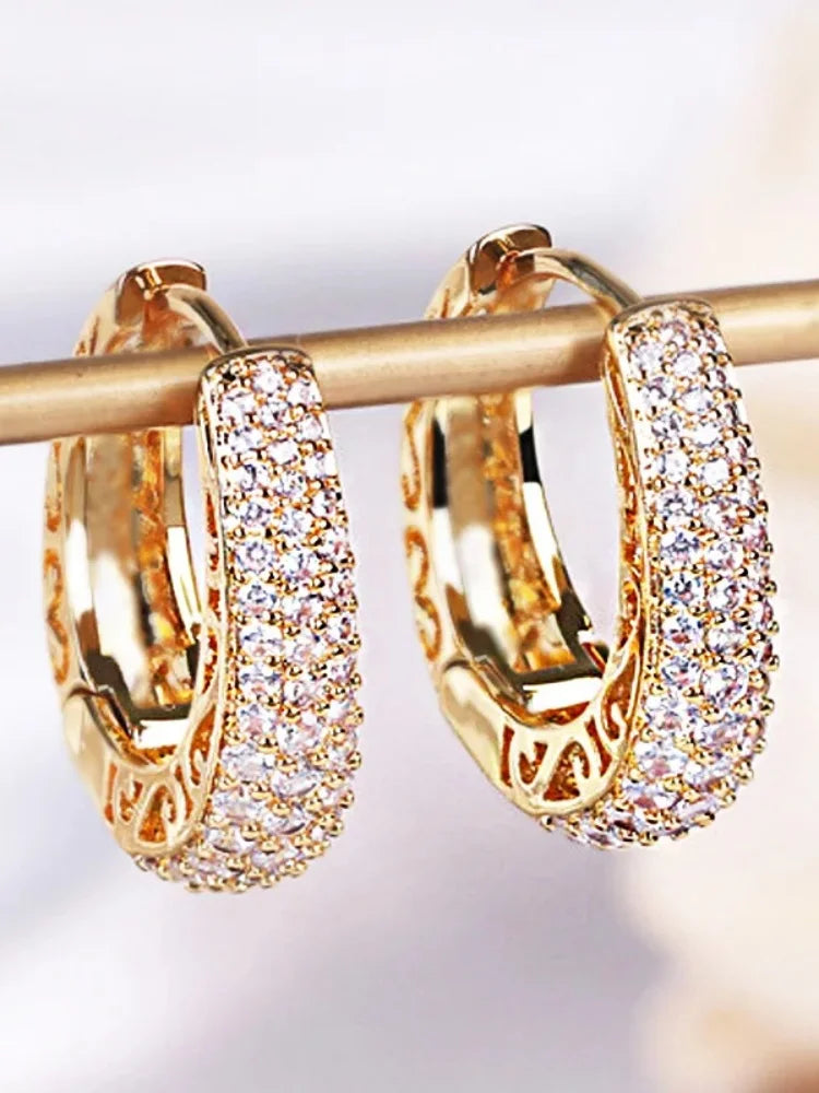 RAKOL Gold Hoop Earrings with CZ Stones
