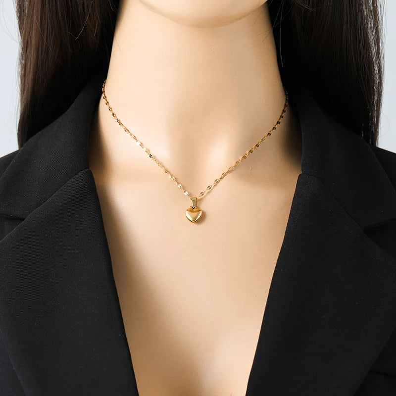 EILIECK 316L Stainless Steel Heart Jewelry Set - 18K Gold Plated & Waterproof