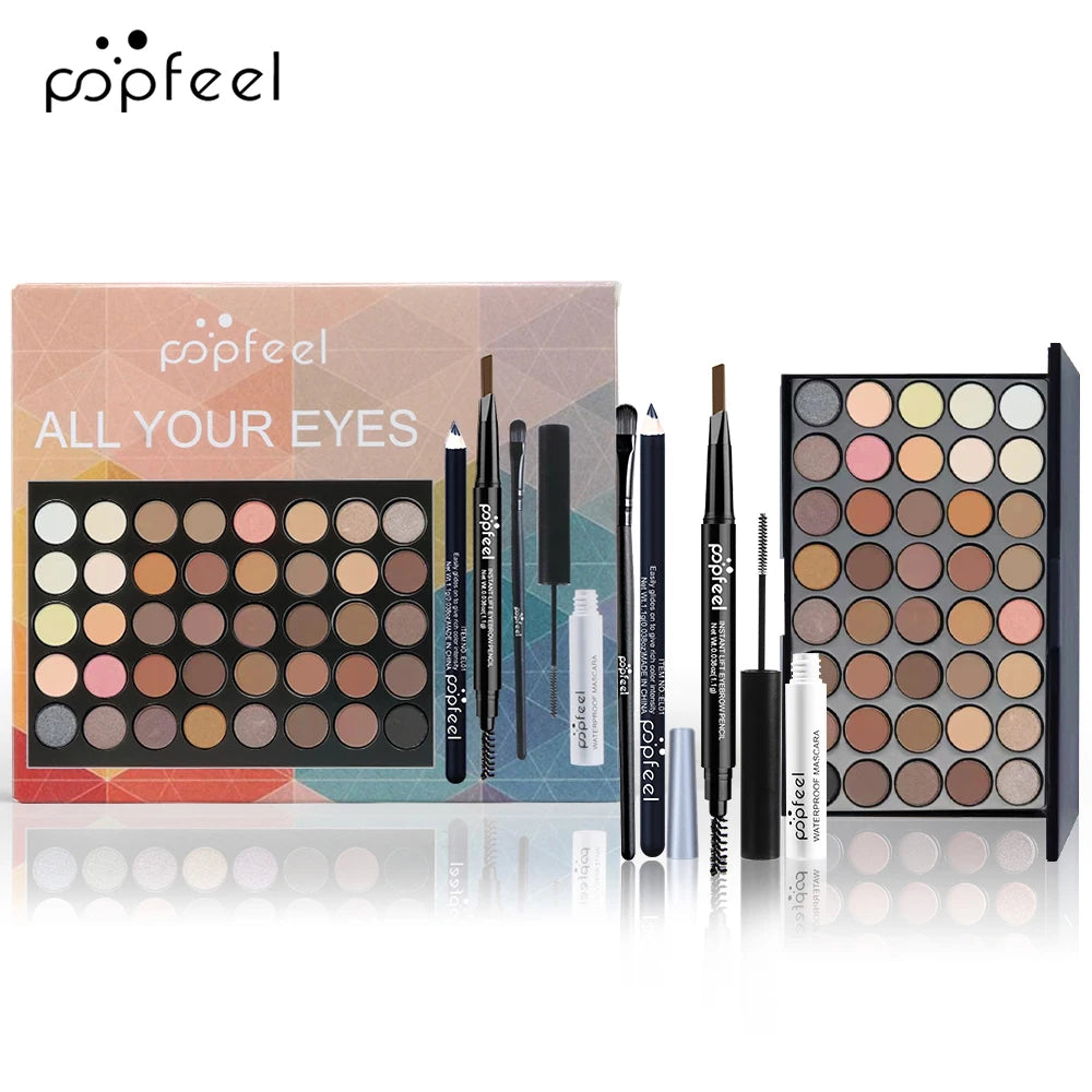 POPFEEL Complete Eye Makeup Set – Pro Eyeshadow Palette + Liners & Tools
