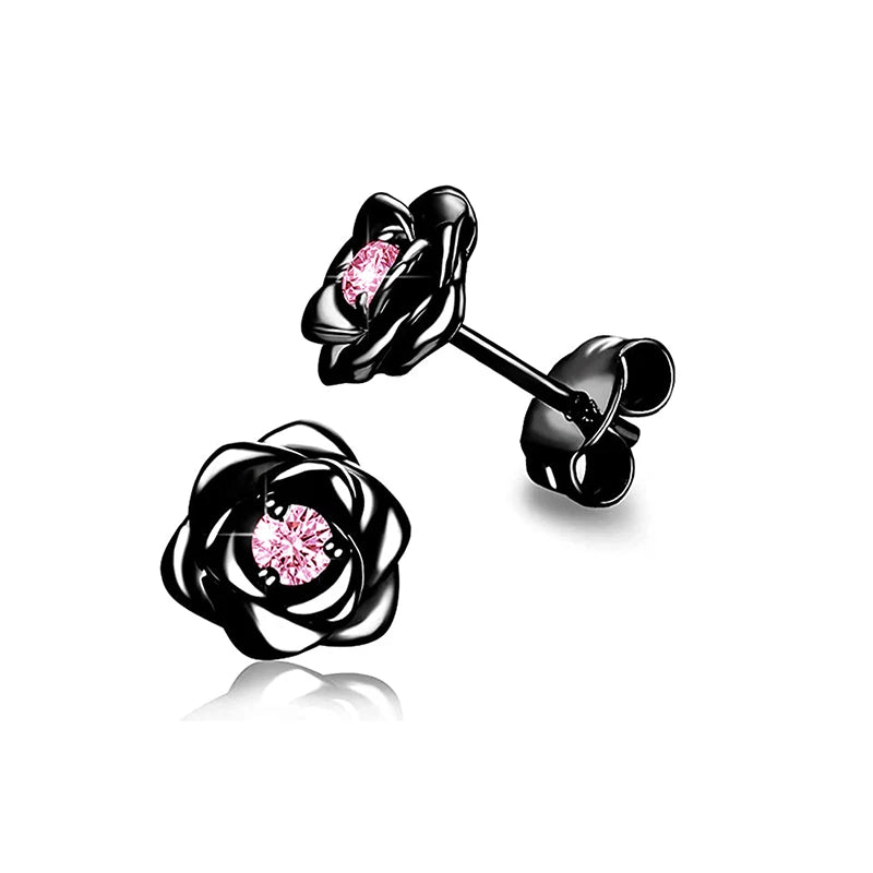 Huitan Eternity Love Earrings – Heart Studs for Women (Silver/Gold)