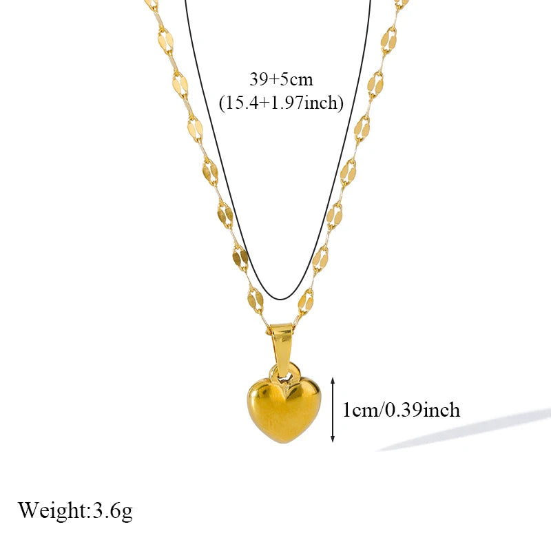 EILIECK 316L Stainless Steel Heart Jewelry Set - 18K Gold Plated & Waterproof