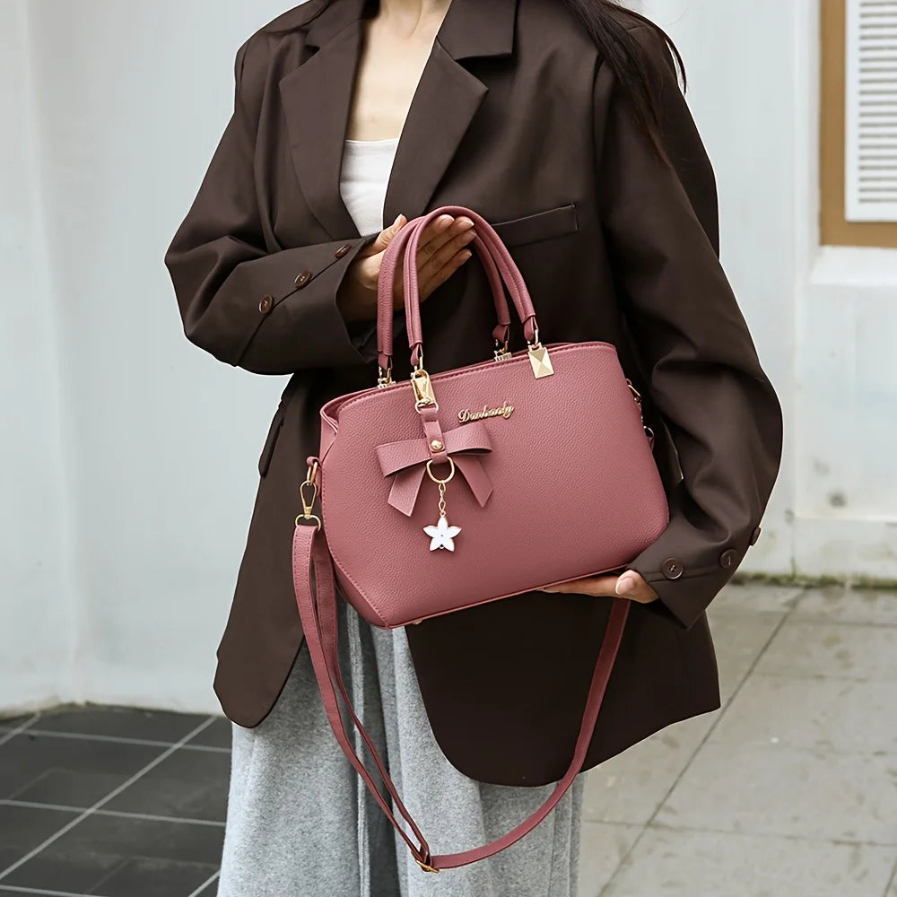 Elegant Bowknot Shoulder Bag - Multi-Compartment Handbag for Work, Parties & Daily Use