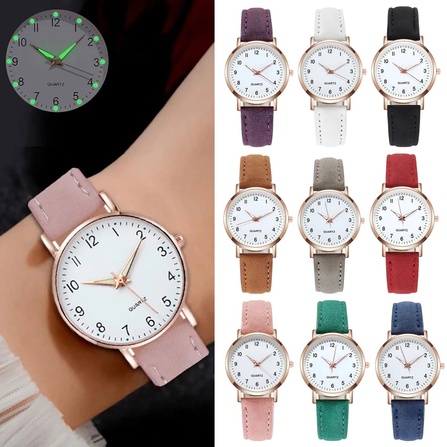 Elegant Leather Strap Watch for Women – Fashion Analog Quartz Timepiece