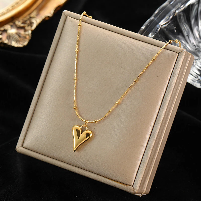 EILIECK 316L Stainless Steel Heart Jewelry Set - 18K Gold Plated & Waterproof