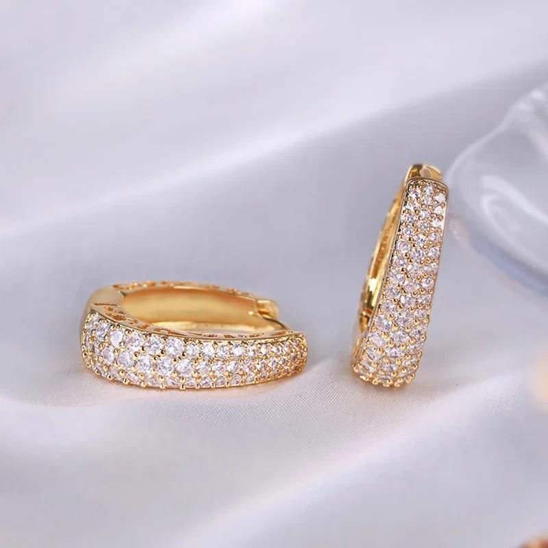 RAKOL Gold Hoop Earrings with CZ Stones