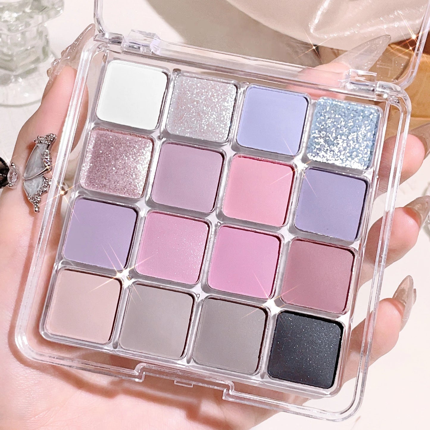 16-Color Sunset Magic Eyeshadow Palette - Pearl & Matte Earth Tones