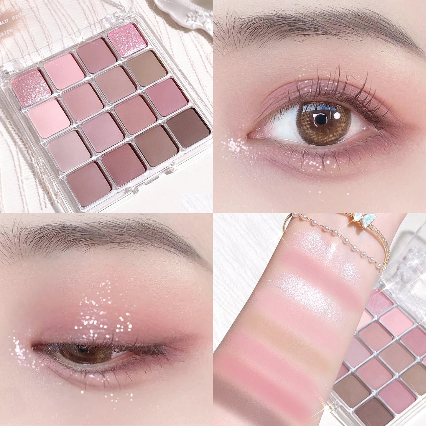 16-Color Sunset Magic Eyeshadow Palette - Pearl & Matte Earth Tones