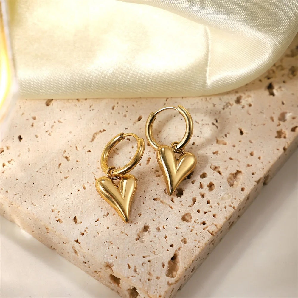 EILIECK 316L Stainless Steel Heart Jewelry Set - 18K Gold Plated & Waterproof