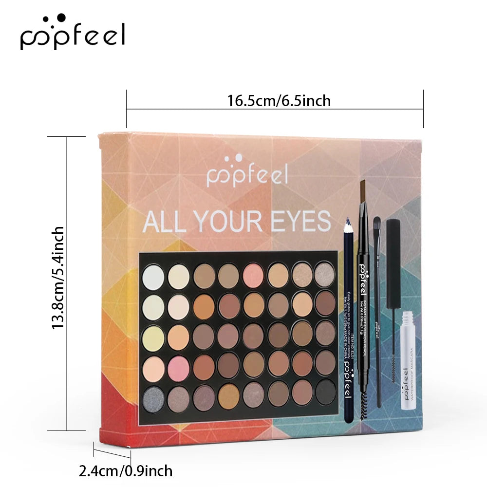 POPFEEL Complete Eye Makeup Set – Pro Eyeshadow Palette + Liners & Tools