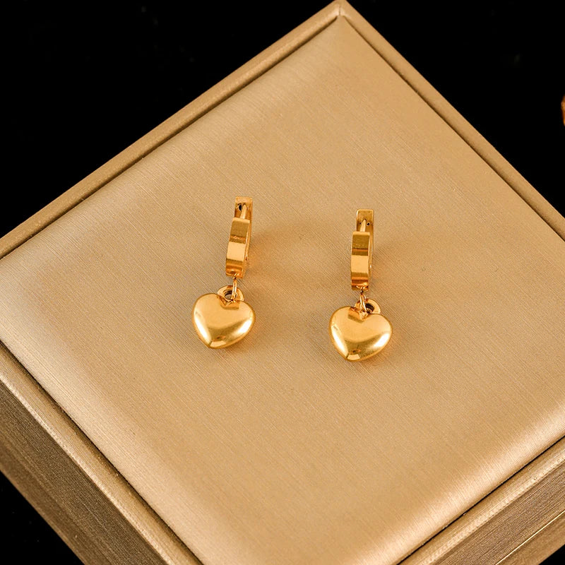 EILIECK 316L Stainless Steel Heart Jewelry Set - 18K Gold Plated & Waterproof