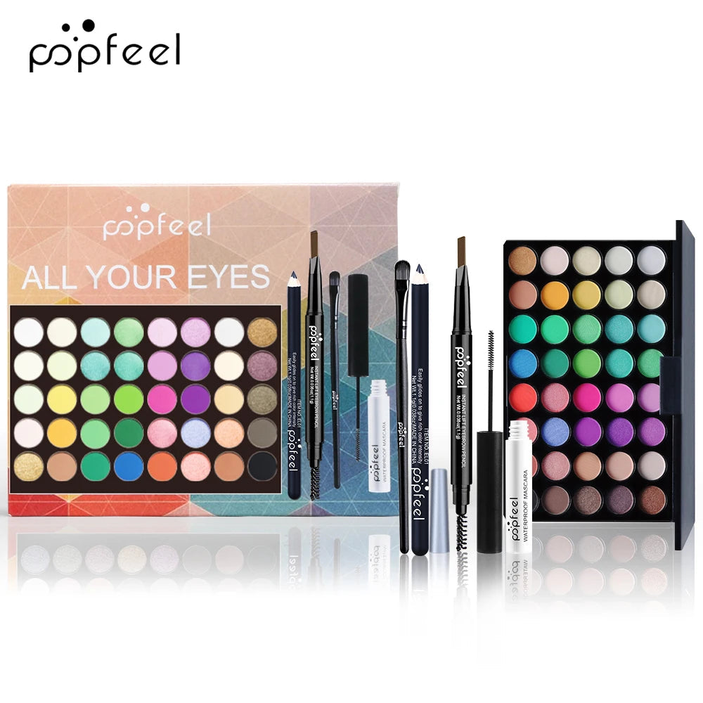 POPFEEL Complete Eye Makeup Set – Pro Eyeshadow Palette + Liners & Tools