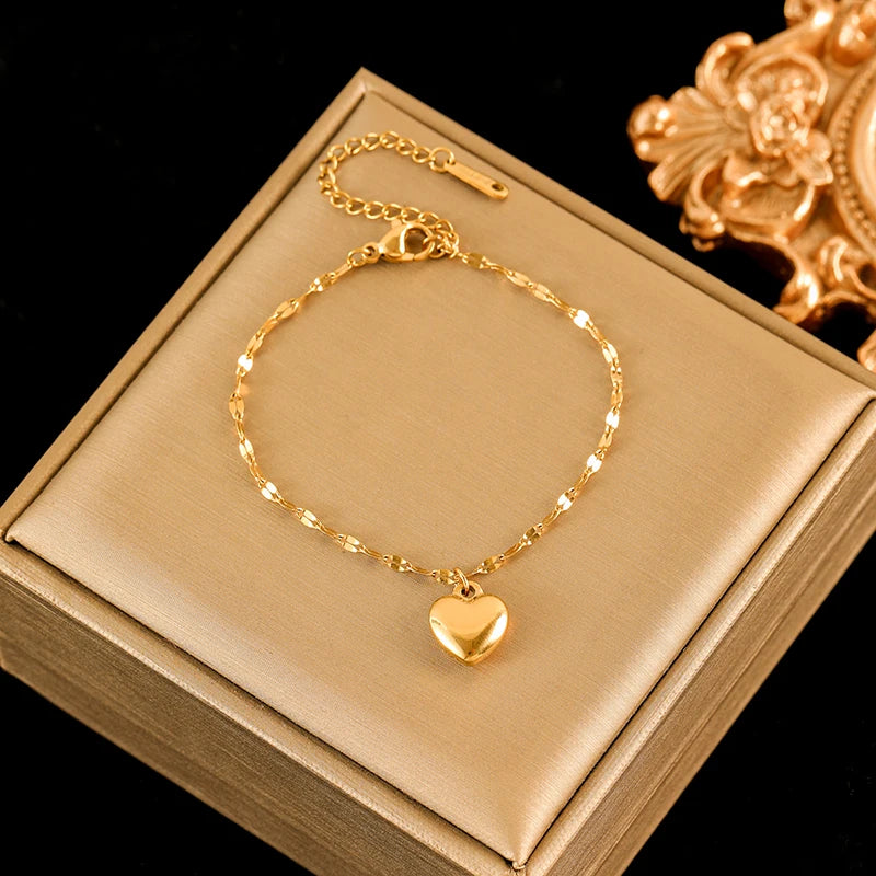 EILIECK 316L Stainless Steel Heart Jewelry Set - 18K Gold Plated & Waterproof
