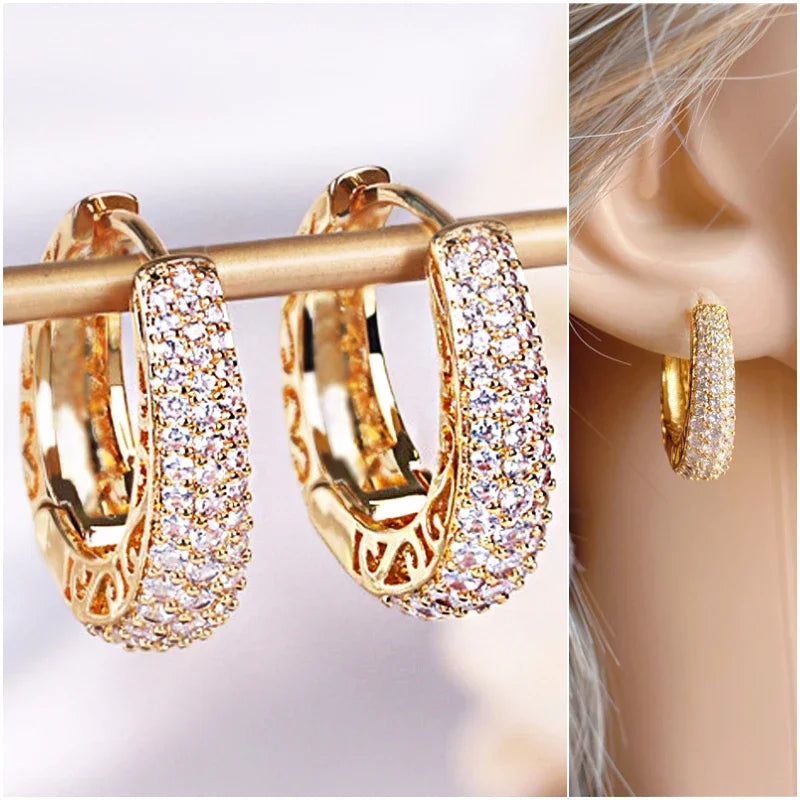 RAKOL Gold Hoop Earrings with CZ Stones