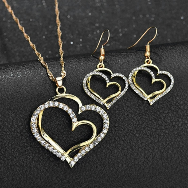 3-Piece Heart Jewelry Set for Women - Necklace & Earrings