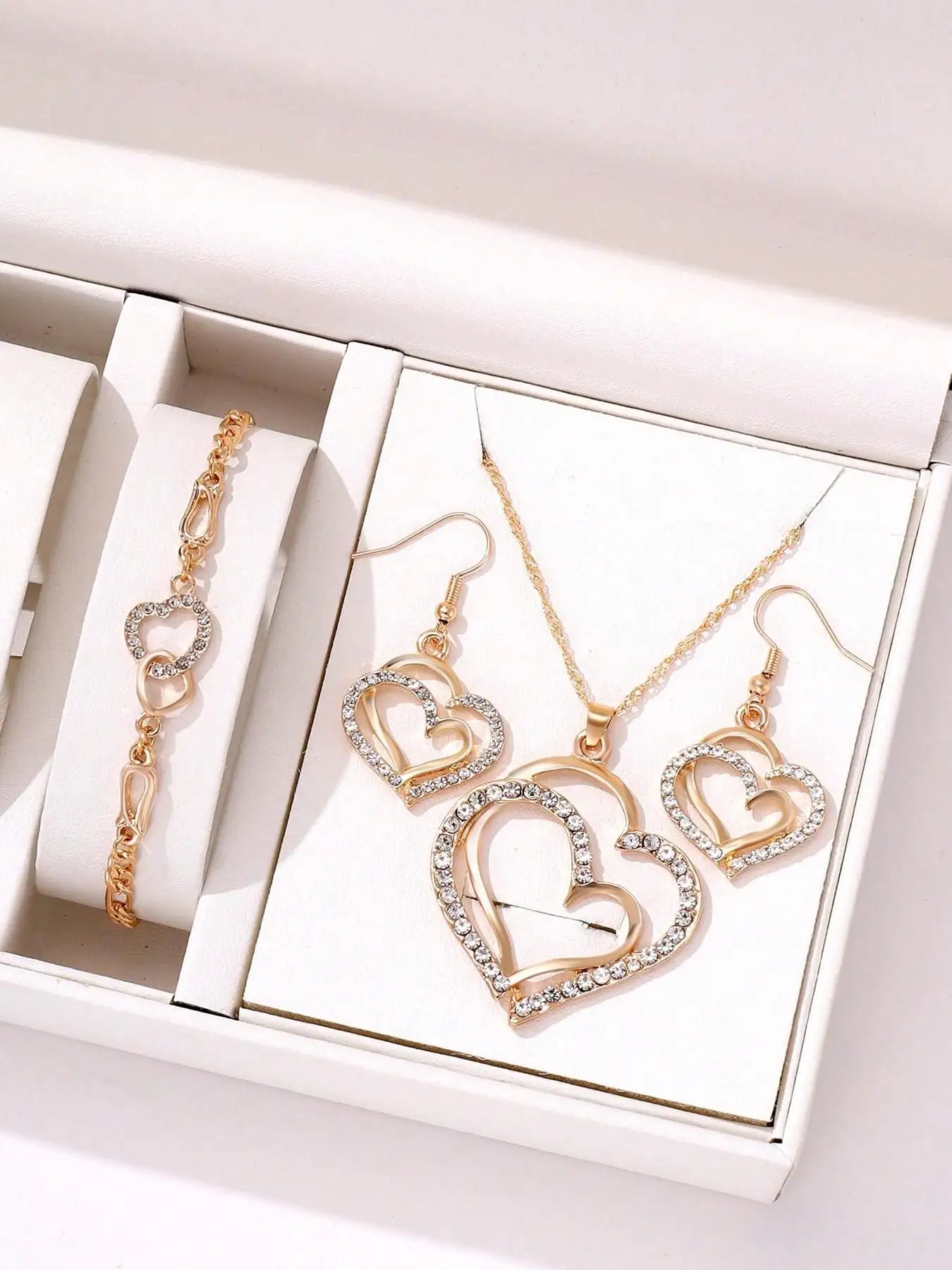 3-Piece Heart Jewelry Set for Women - Necklace & Earrings