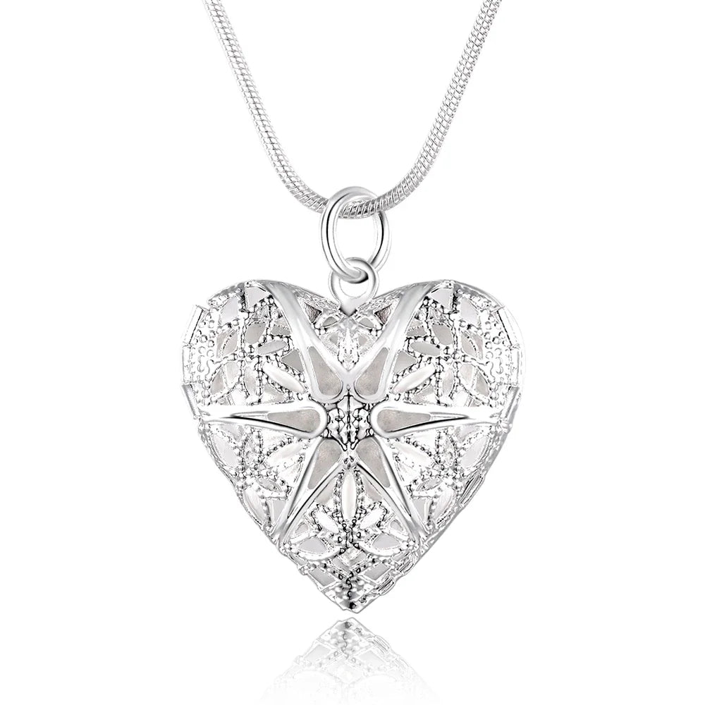 925 Sterling Silver Photo Frame Pendant Necklace – Adjustable 18-24" Snake Chain Wedding Jewelry