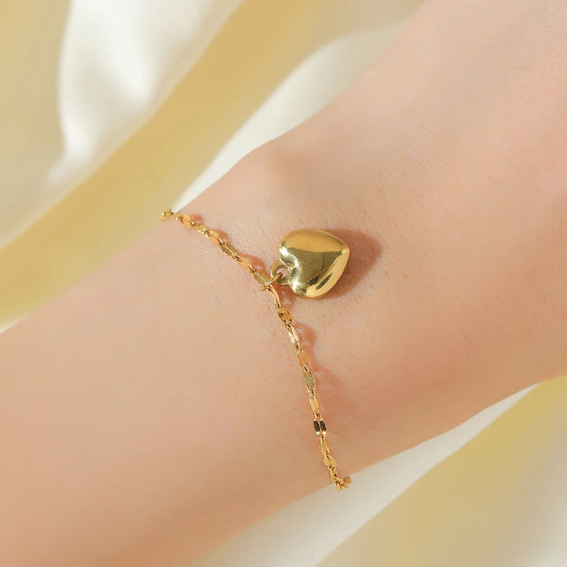 EILIECK 316L Stainless Steel Heart Jewelry Set - 18K Gold Plated & Waterproof