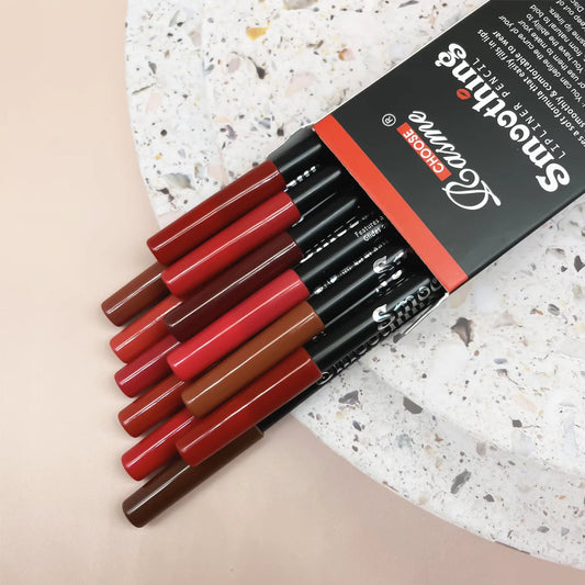 12-Piece Long-Lasting Lipstick Set – Matte Lipstick + Lip Liner + Gloss