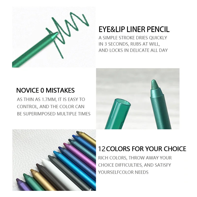 Coffret eye-liner pailleté et scintillant 12 couleurs - Tons bleus longue tenue