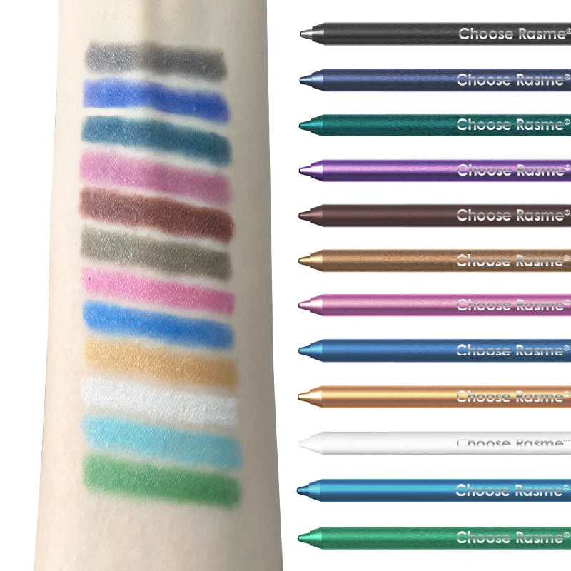 12-Color Glitter & Shimmer Eyeliner Set - Long-Wearing Blue Tones