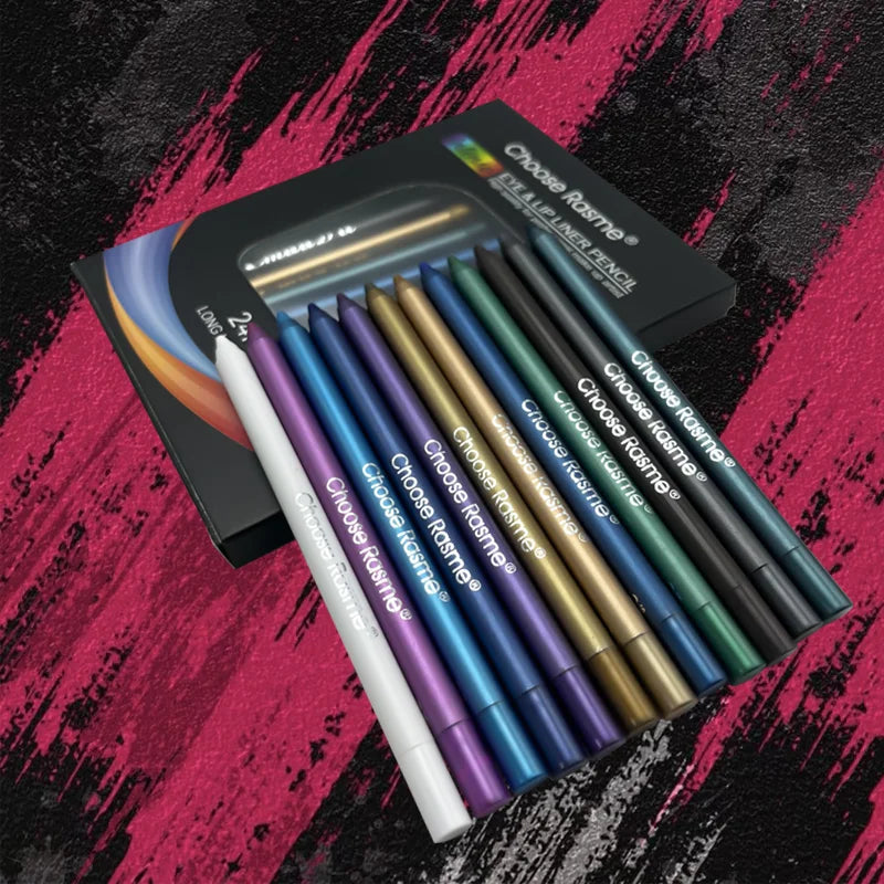 12-Color Glitter & Shimmer Eyeliner Set - Long-Wearing Blue Tones