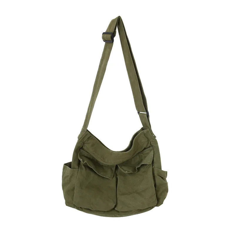 Vintage Canvas Shoulder Bag – Women’s Casual Crossbody Tote & Messenger Purse
