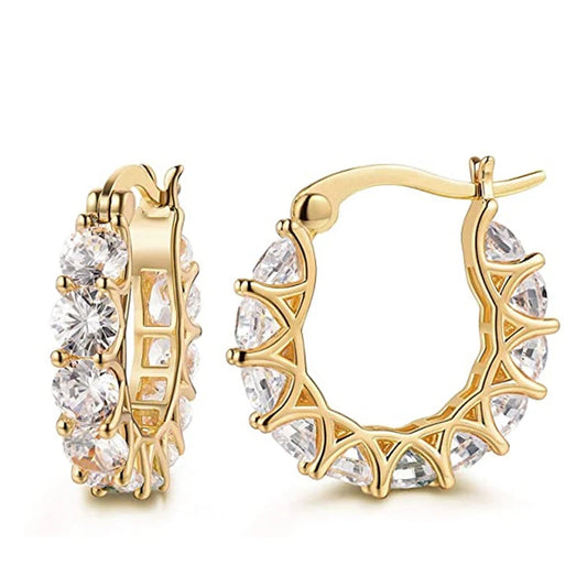 Boucles d'oreilles créoles Huitan Luxe CZ – Élégance en cristal entièrement pavé