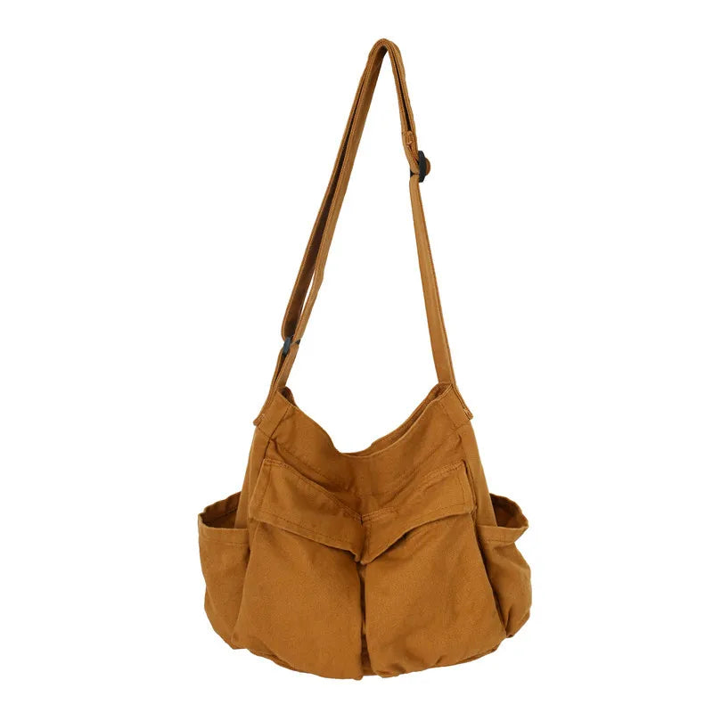 Vintage Canvas Shoulder Bag – Women’s Casual Crossbody Tote & Messenger Purse