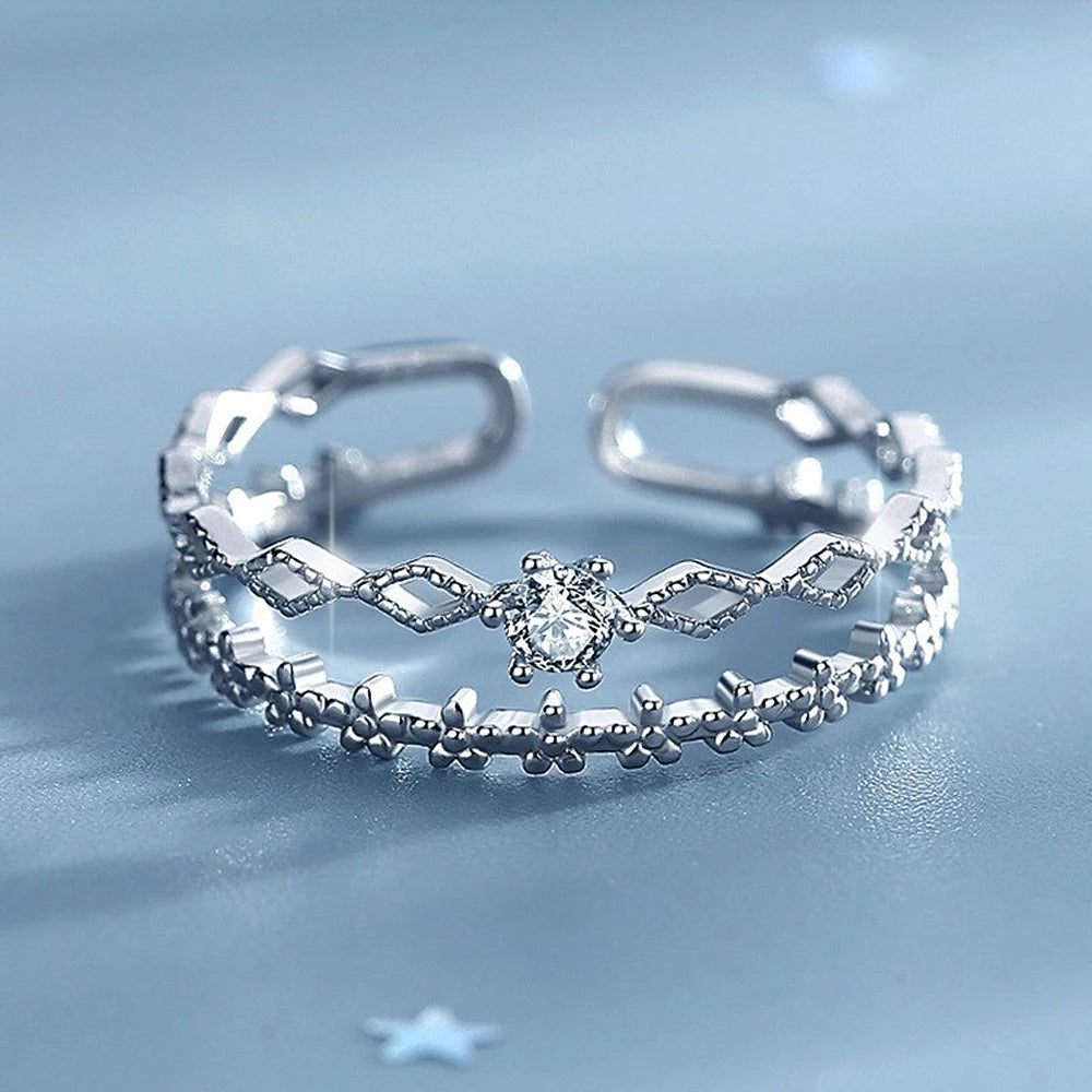 Huitan Adjustable Floral Rings for Women