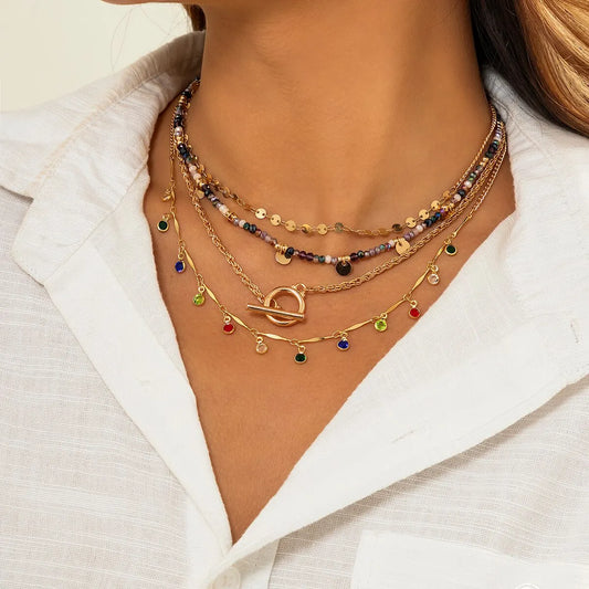 Boho Crystal Sequin Tassel Necklace Set – Trendy&nbsp; Jewelry for Women
