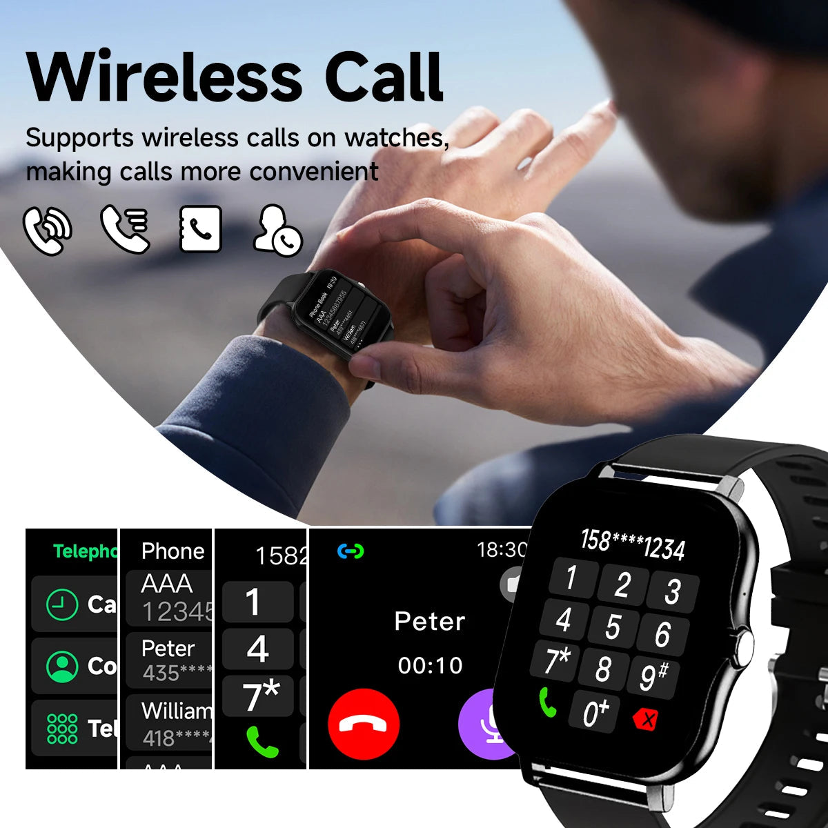 Bluetooth Smartwatch with 1.44" Display. Unisex Design
