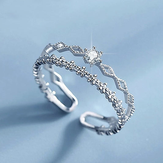 Huitan Adjustable Floral Rings for Women