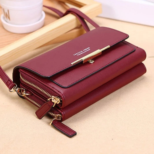 Bolso bandolera tipo cartera para mujer: organizador multitarjetas y bandolera para teléfono