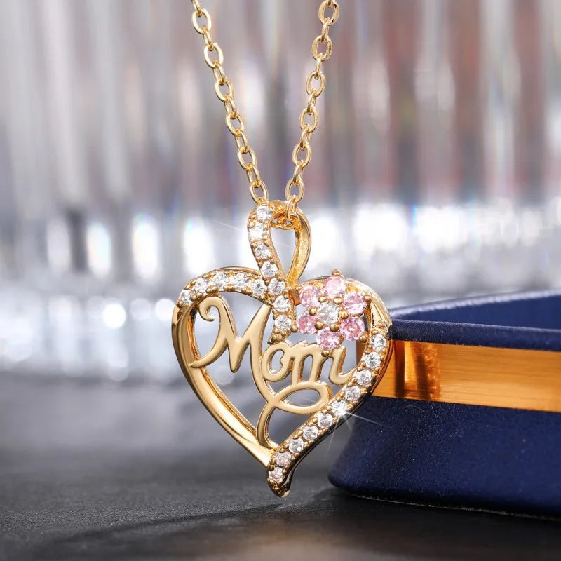 Huitan Mother's Day Necklace – Floral Pendant Jewelry for Mom