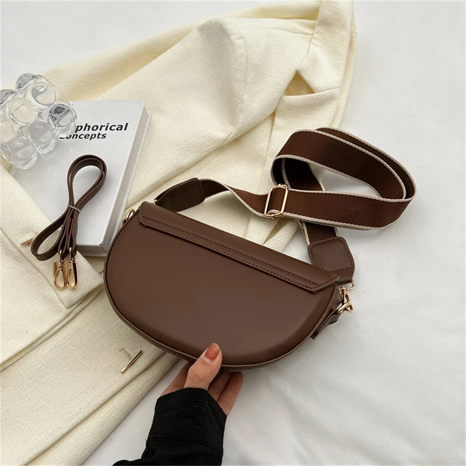 2025 Vintage Saddle Crossbody Bag – PU Leather Underarm Shoulder Bag for Women