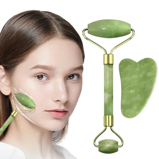 2-Piece Double Head Facial Roller & Gua Sha Set - Heart Shaped Massage Tools