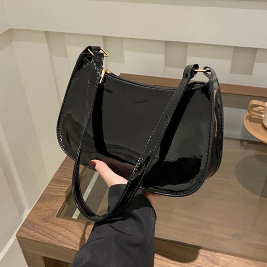 Retro Solid Color PU Leather Shoulder Bag - Fashion Hobo Handbag for Women