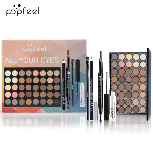 POPFEEL Complete Eye Makeup Set – Pro Eyeshadow Palette + Liners & Tools