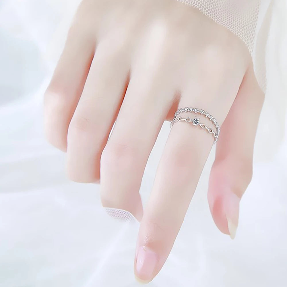 Huitan Adjustable Floral Rings for Women