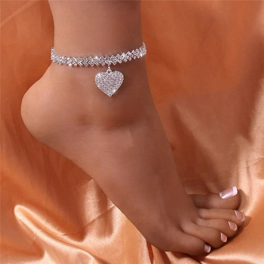 Chaîne de pied élégante en cuivre incrusté de diamants – Bijoux haut de gamme pour femme