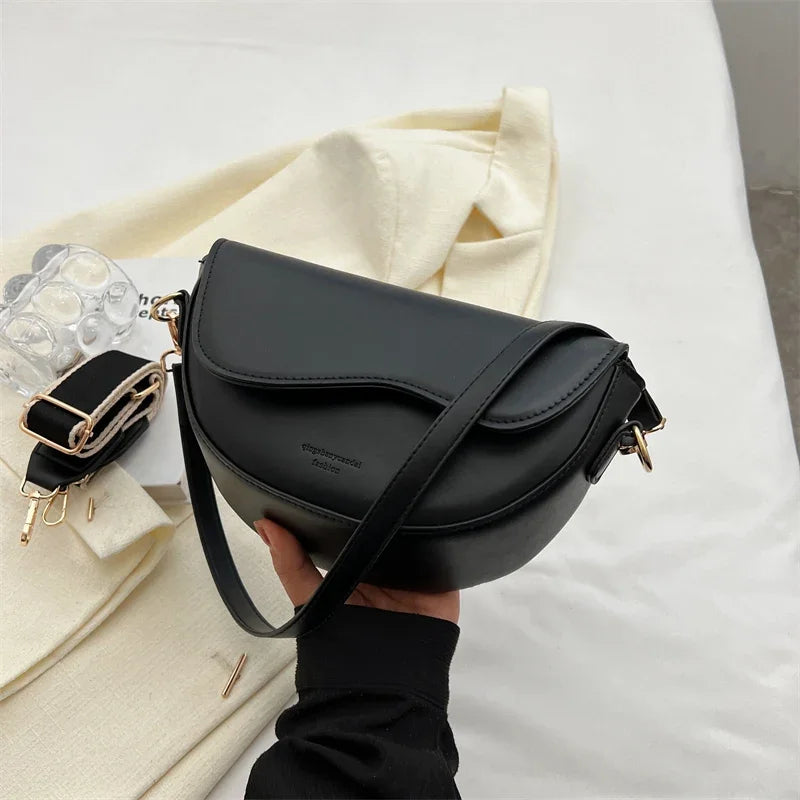 2025 Vintage Saddle Crossbody Bag – PU Leather Underarm Shoulder Bag for Women