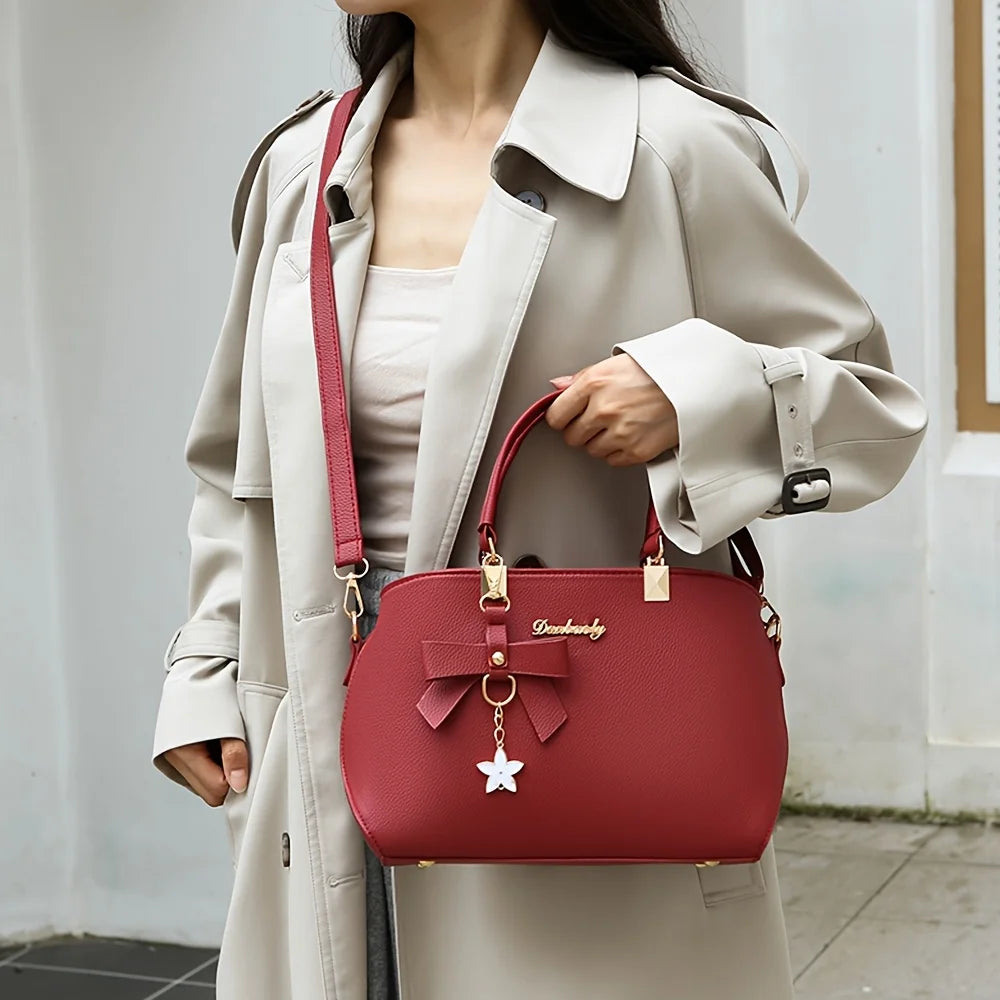 Elegant Bowknot Shoulder Bag - Multi-Compartment Handbag for Work, Parties & Daily Use