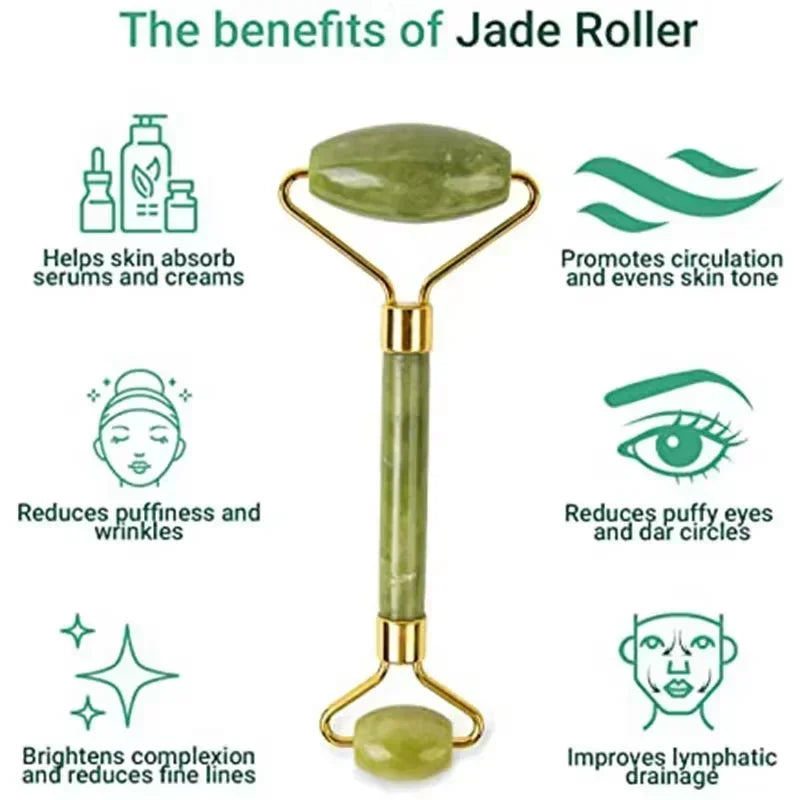 Ensemble de 2 rouleaux à double tête pour le visage et Gua Sha - Outils de massage en forme de cœur