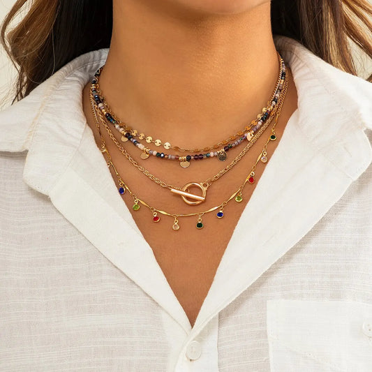 Boho Crystal Sequin Tassel Necklace Set – Trendy&nbsp; Jewelry for Women