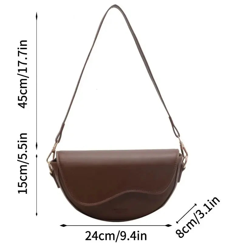 2025 Vintage Saddle Crossbody Bag – PU Leather Underarm Shoulder Bag for Women