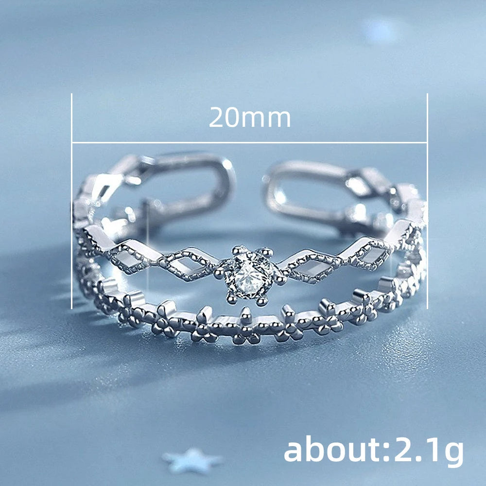 Huitan Adjustable Floral Rings for Women